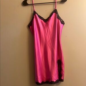 Elegant Pink and Black Lace Chemise